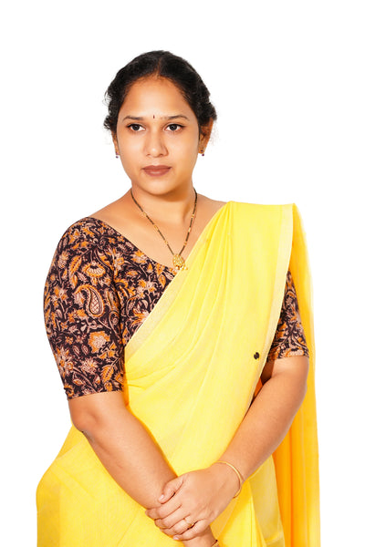 KALAMKARI ROUND NECK 10 INCH HANDS STRECHBLE BLOUSE