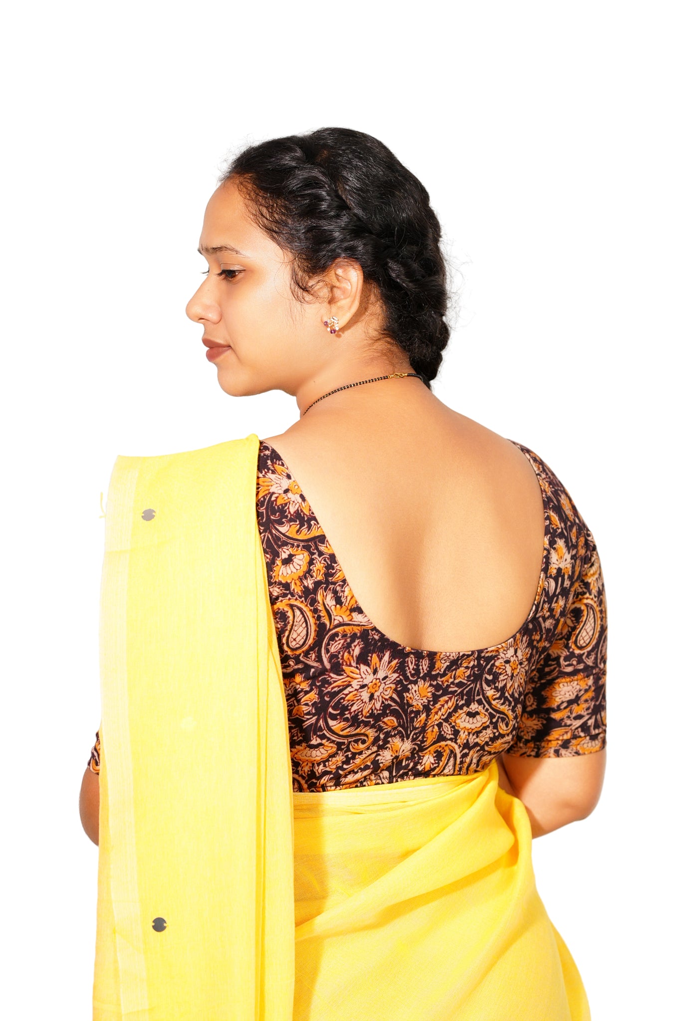 KALAMKARI ROUND NECK 10 INCH HANDS STRECHBLE BLOUSE