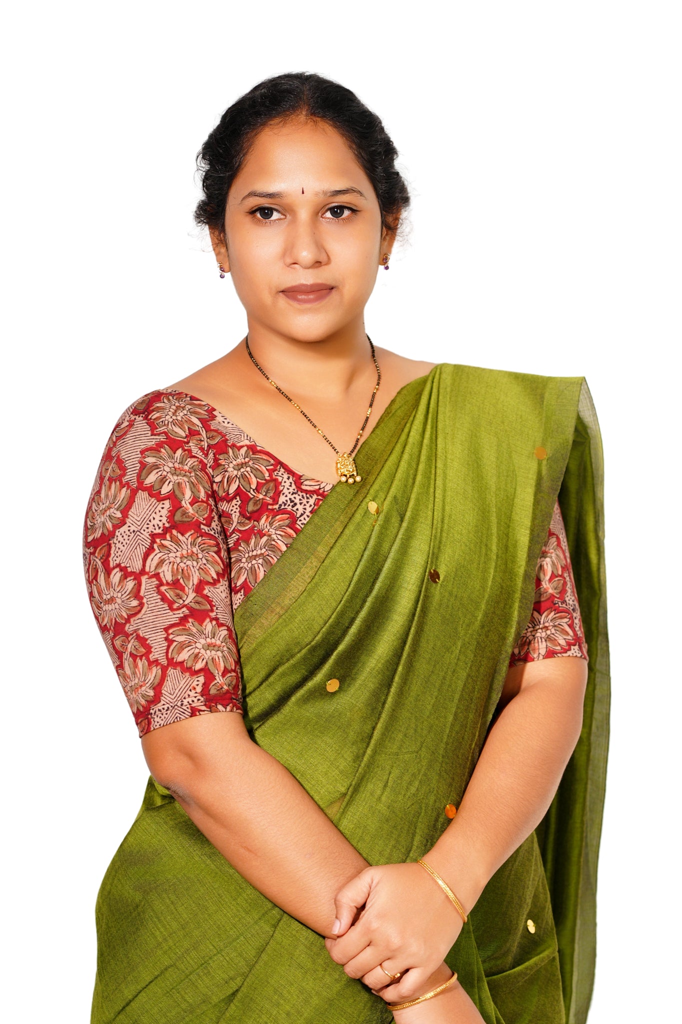 KALAMKARI ROUND NECK 10 INCH HANDS STRECHBLE BLOUSE