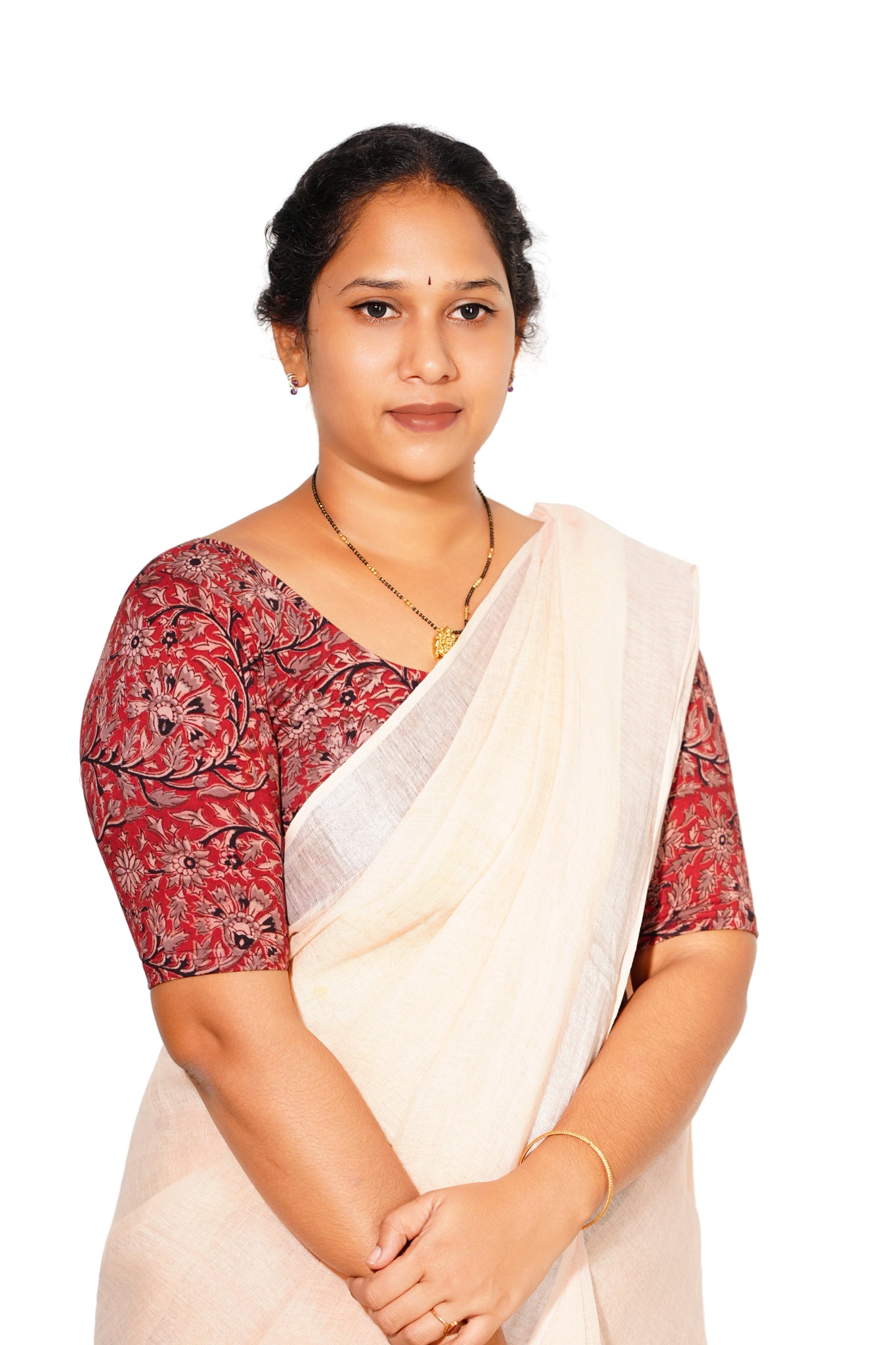 KALAMKARI ROUND NECK 10 INCH HANDS STRECHBLE BLOUSE