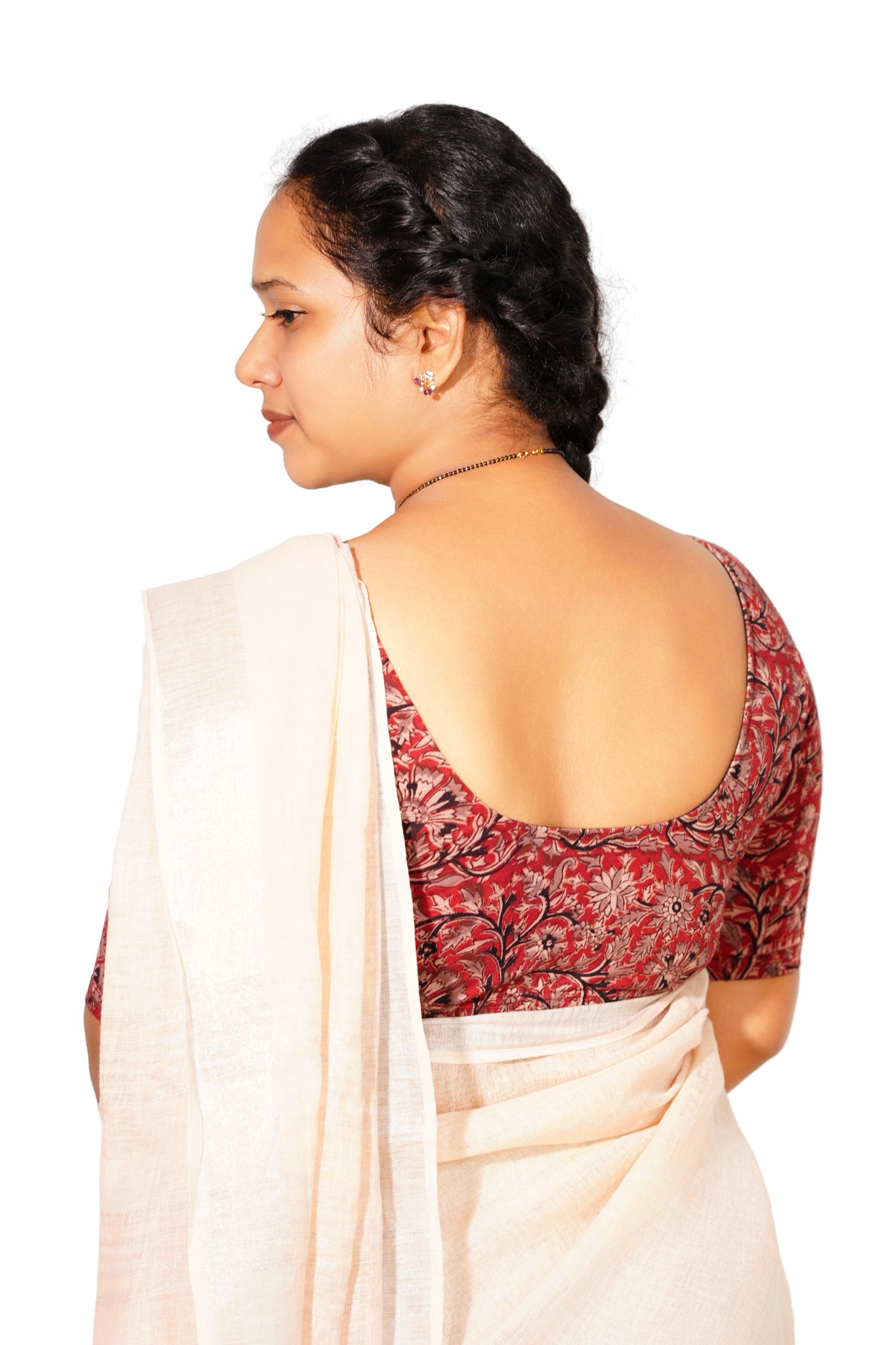 KALAMKARI ROUND NECK 10 INCH HANDS STRECHBLE BLOUSE