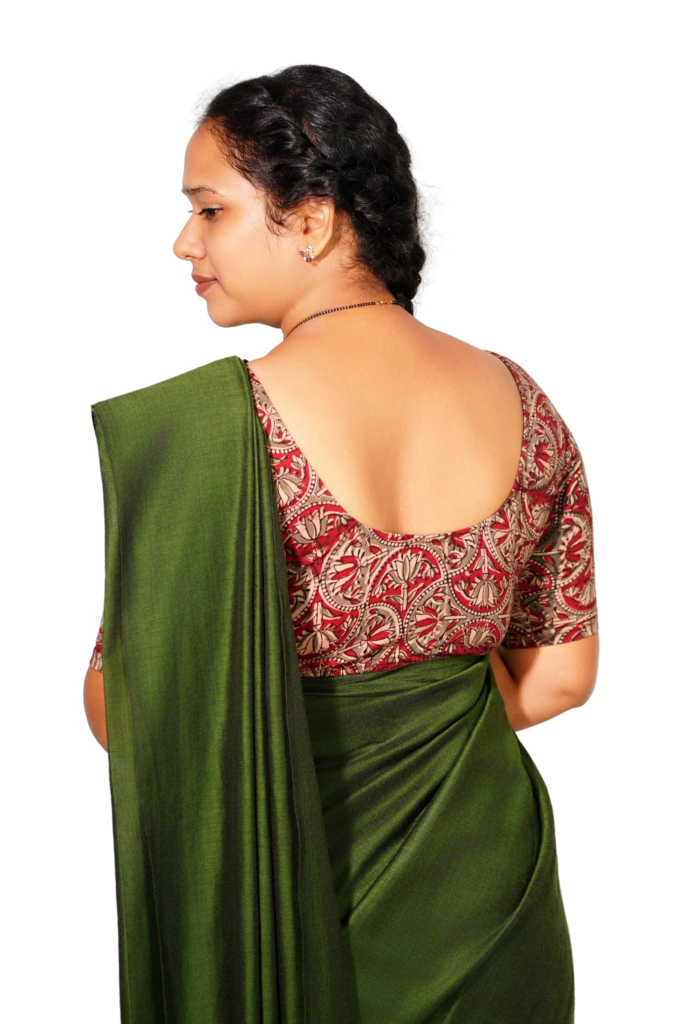 KALAMKARI ROUND NECK 10 INCH HANDS STRECHBLE BLOUSE