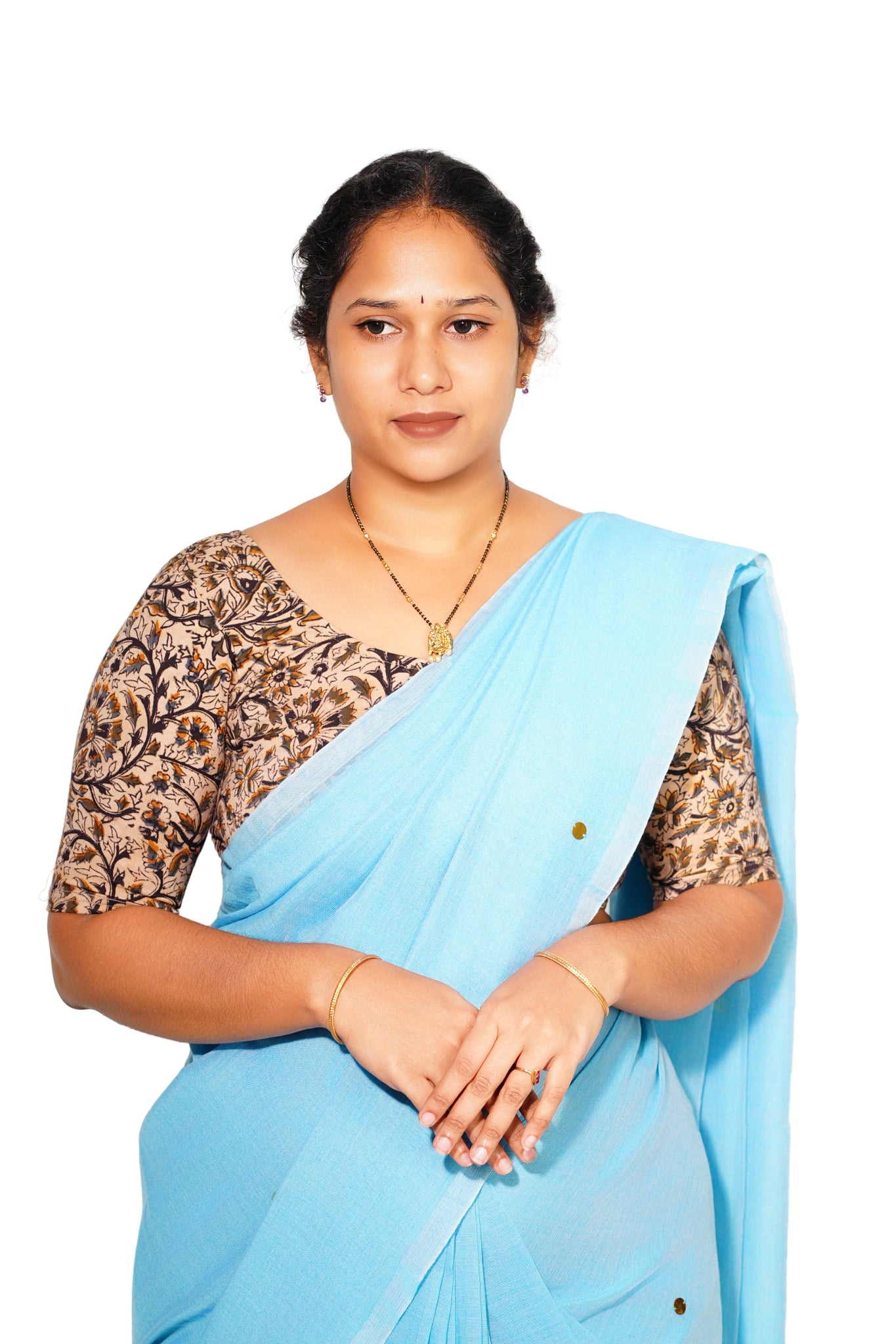 KALAMKARI ROUND NECK 10 INCH HANDS STRECHBLE BLOUSE