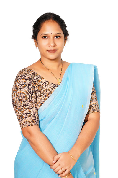 KALAMKARI ROUND NECK 10 INCH HANDS STRECHBLE BLOUSE