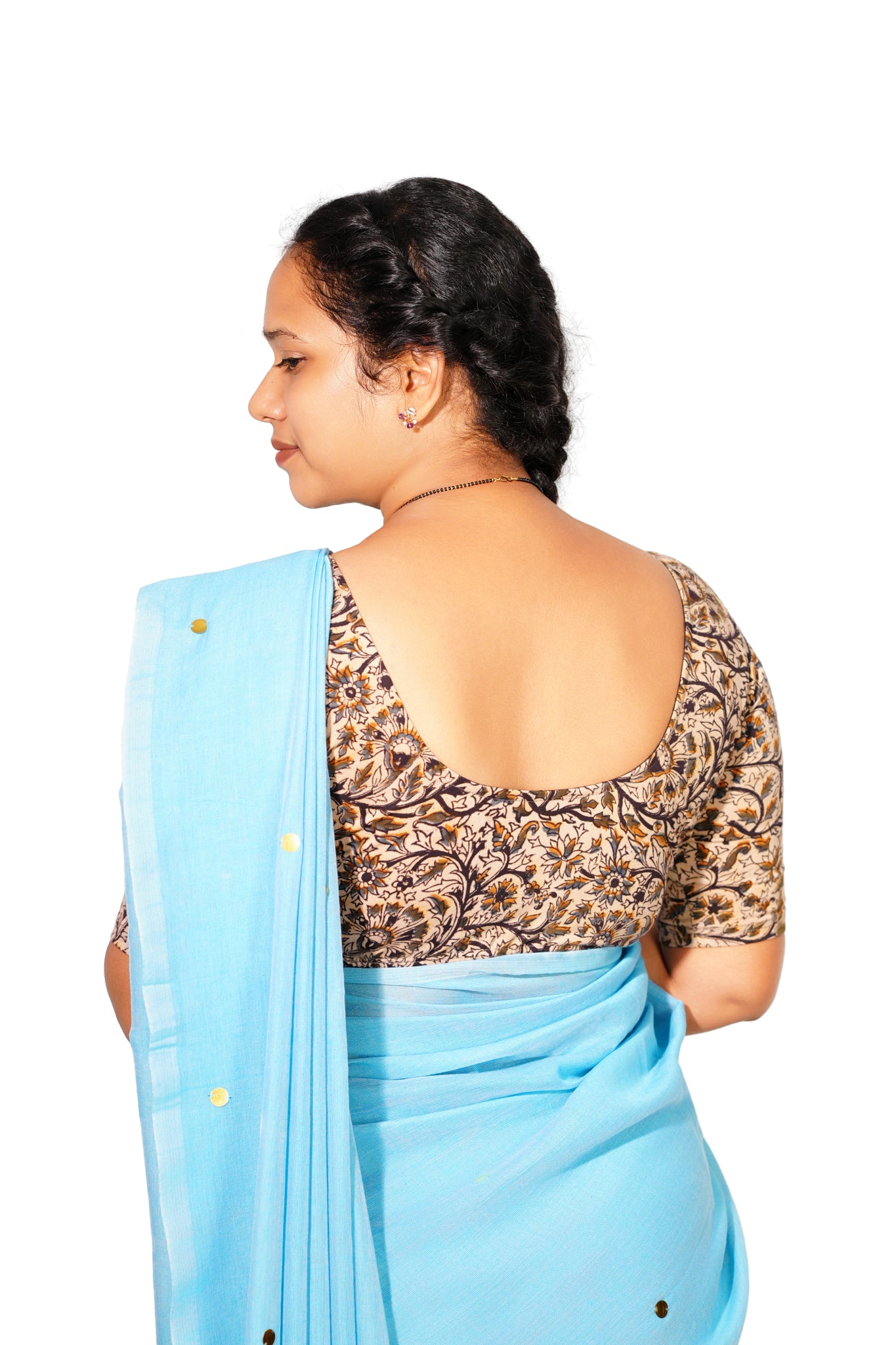 KALAMKARI ROUND NECK 10 INCH HANDS STRECHBLE BLOUSE
