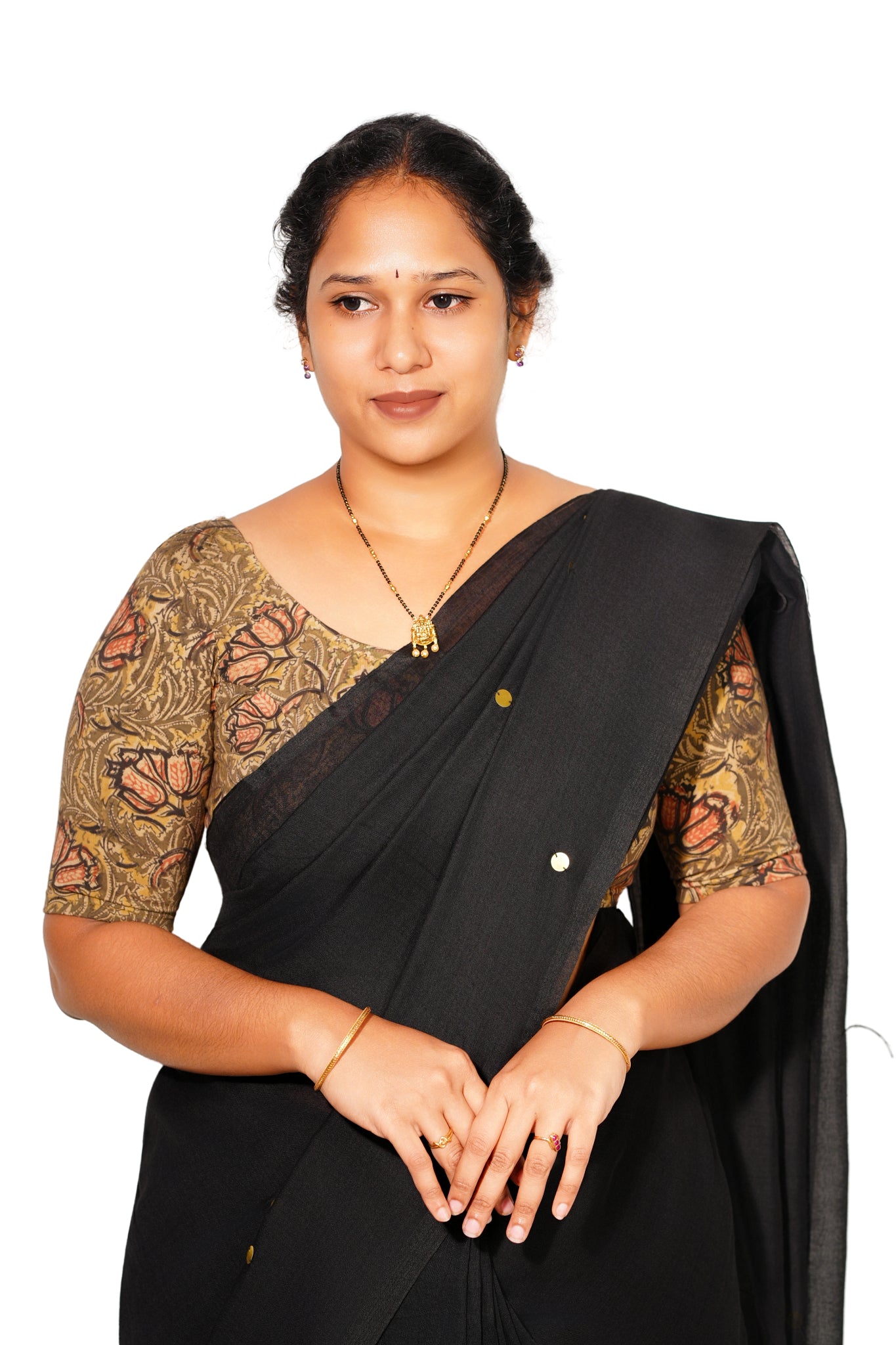 KALAMKARI ROUND NECK 10 INCH HANDS STRECHBLE BLOUSE