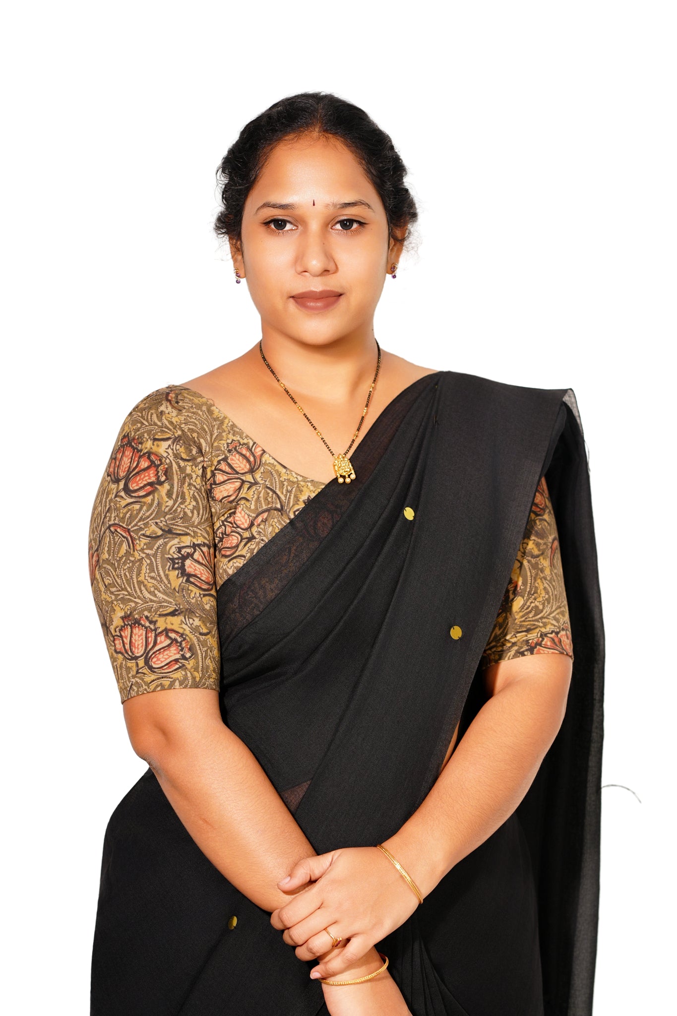 KALAMKARI ROUND NECK 10 INCH HANDS STRECHBLE BLOUSE