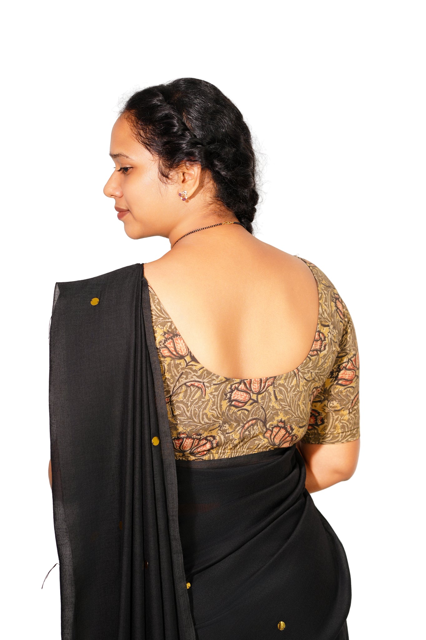 KALAMKARI ROUND NECK 10 INCH HANDS STRECHBLE BLOUSE