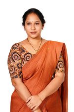 KALAMKARI ROUND NECK 10 INCH HANDS STRECHBLE BLOUSE