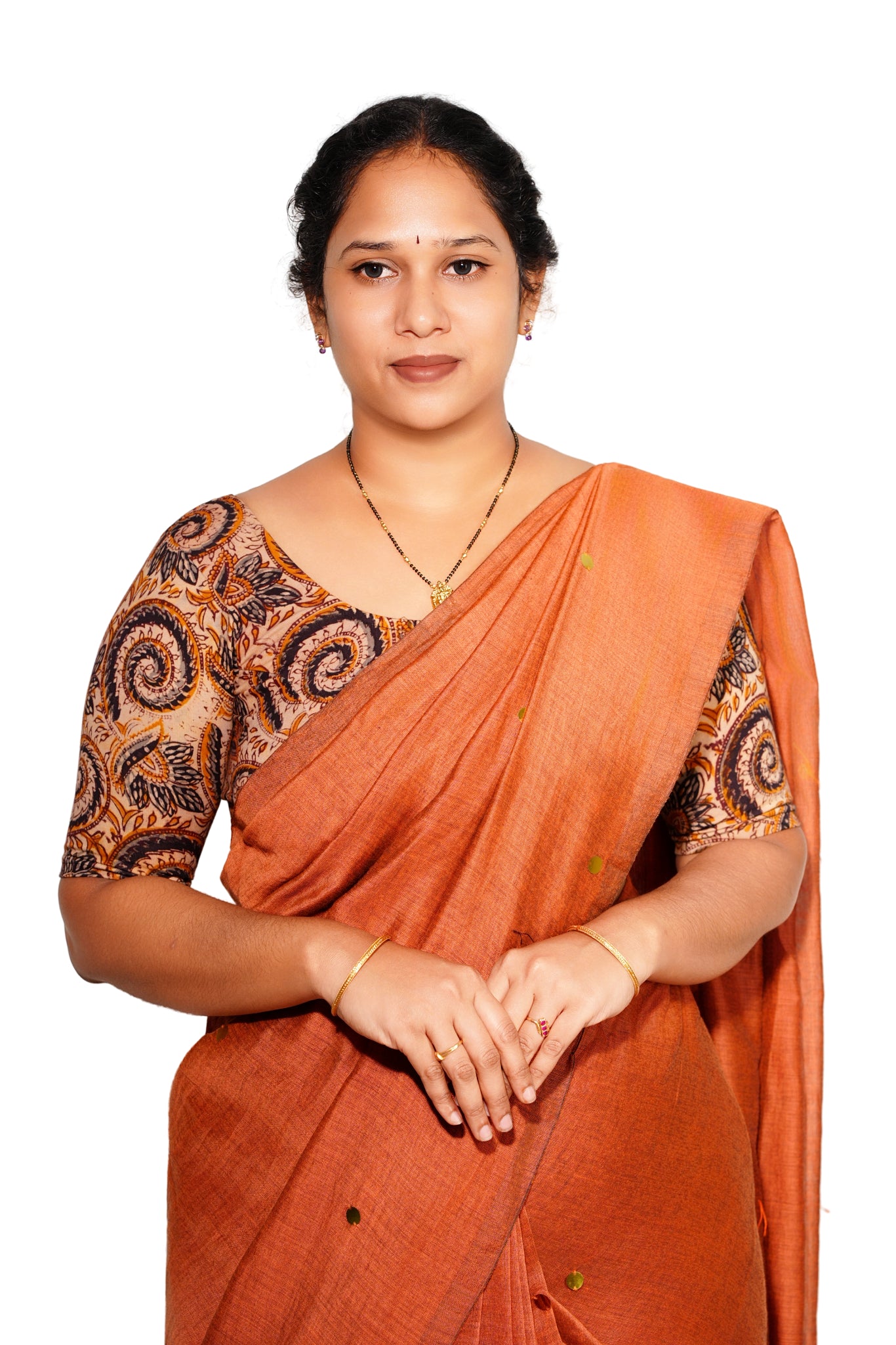 KALAMKARI ROUND NECK 10 INCH HANDS STRECHBLE BLOUSE