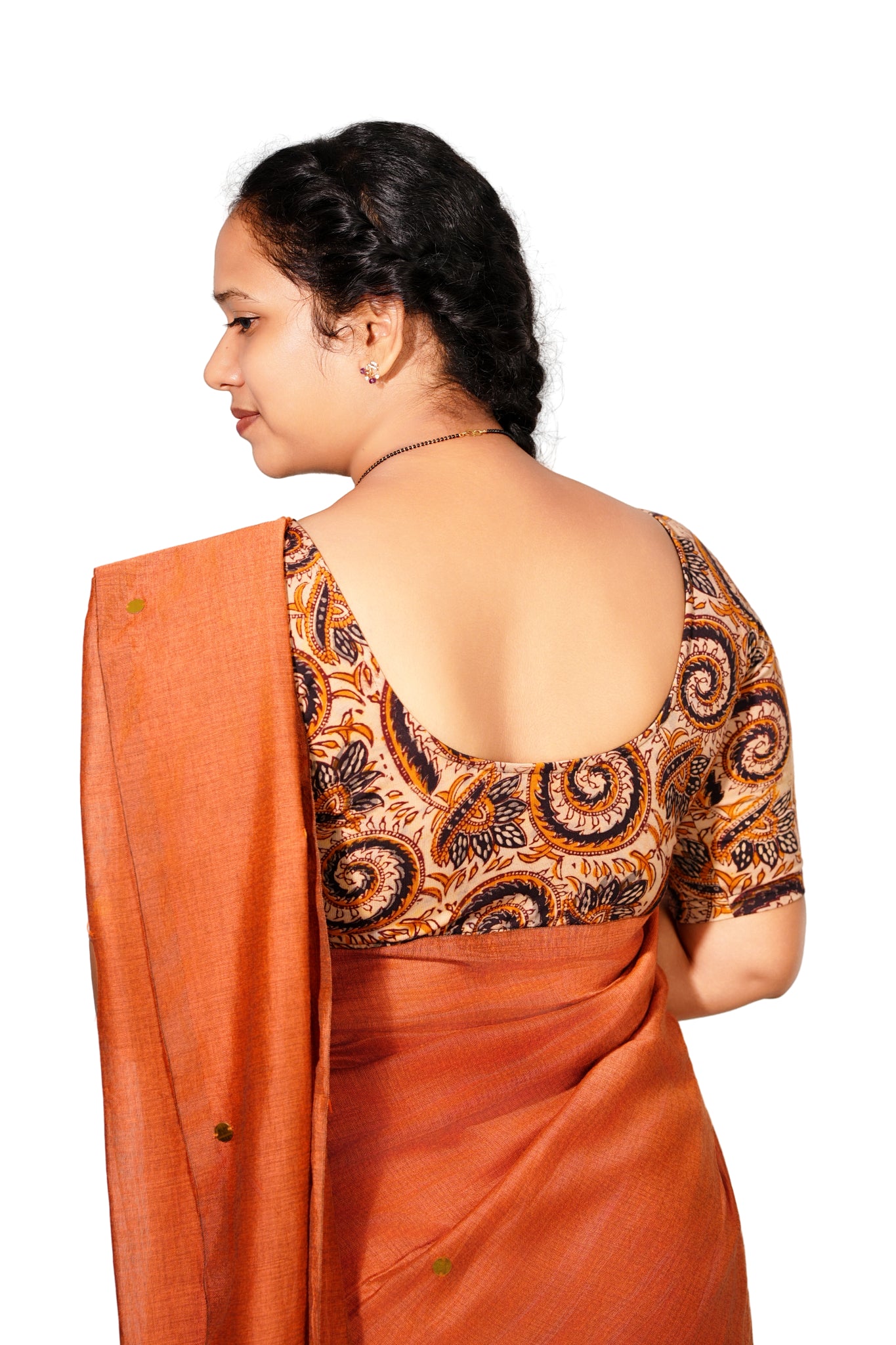 KALAMKARI ROUND NECK 10 INCH HANDS STRECHBLE BLOUSE
