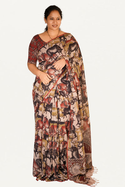 Kalamkari Mul Mul Special Cotton Saree