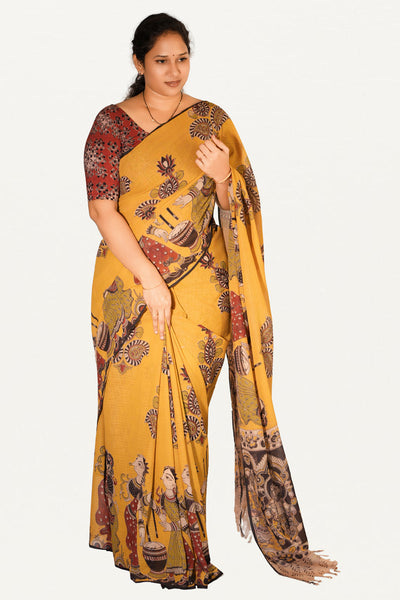 Kalamkari Mul Mul Special Cotton Saree