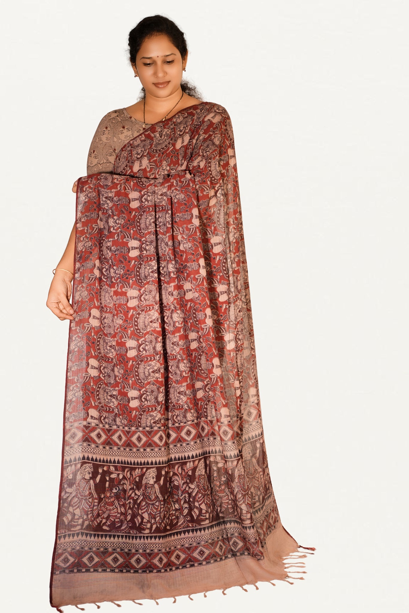 Kalamkari Mul Mul Special Cotton Saree
