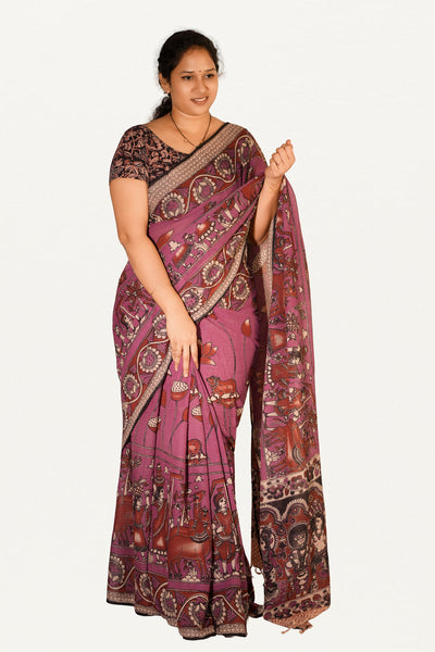 Kalamkari Mul Mul Special Cotton Saree