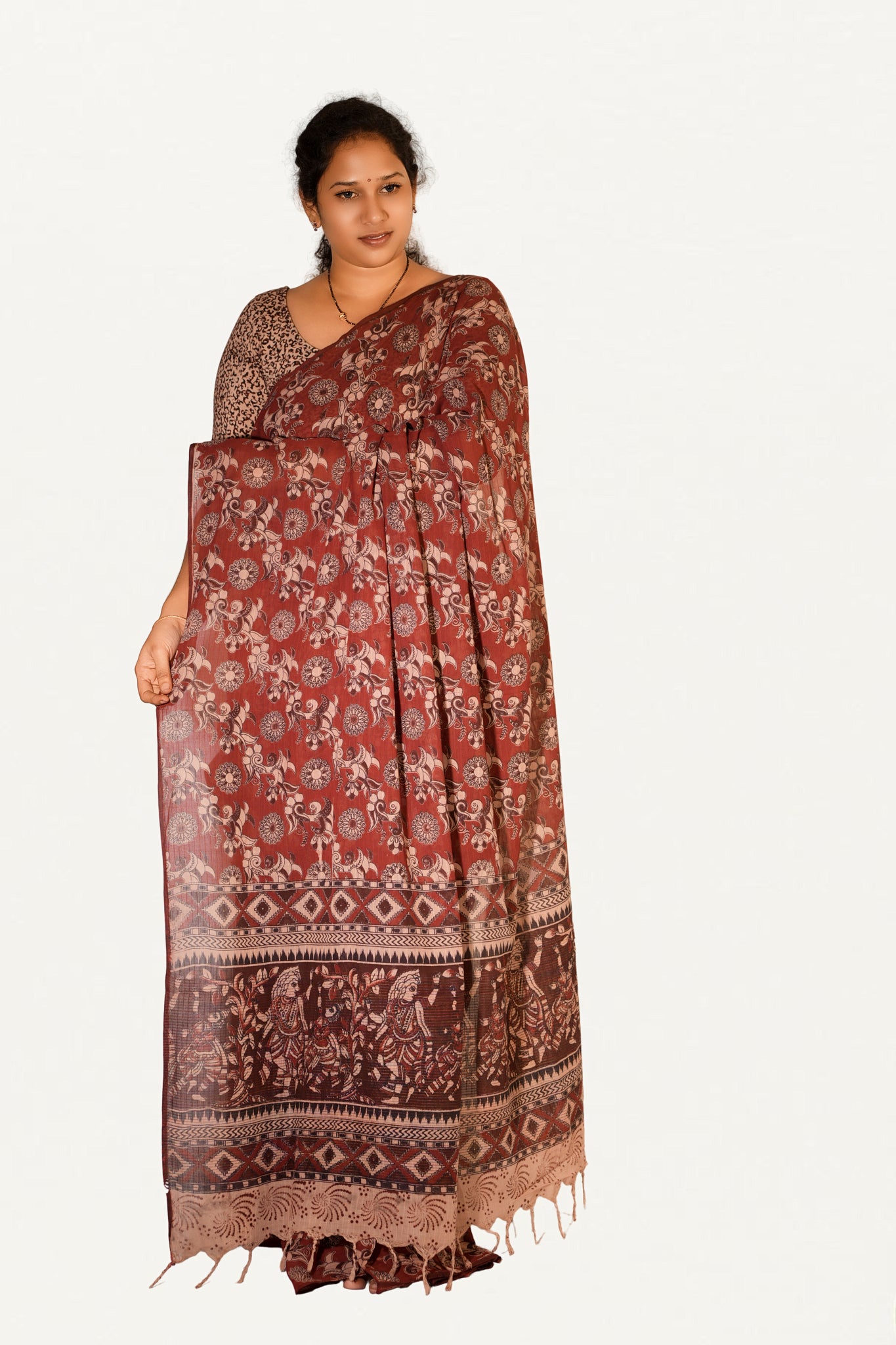 Kalamkari Mul Mul Special Cotton Saree