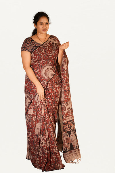 Kalamkari Mul Mul Special Cotton Saree