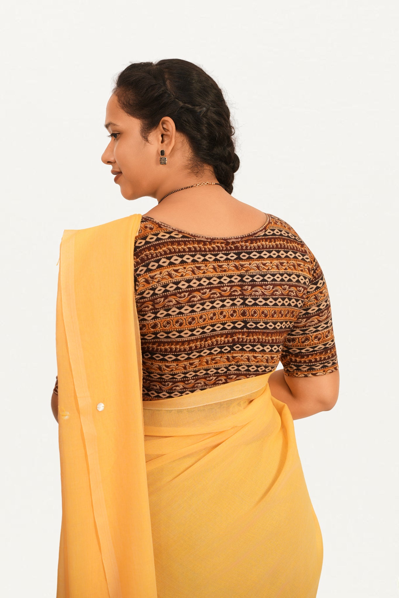 KALAMKARI BOAT NECK OPEN 10 HAND'S STREACHBLE  BLOUSE