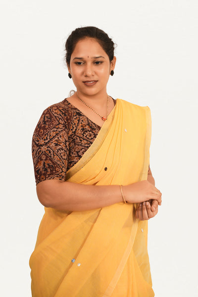 KALAMKARI V NECK 10 INCH HAND  STRECHBLE BLOUSE