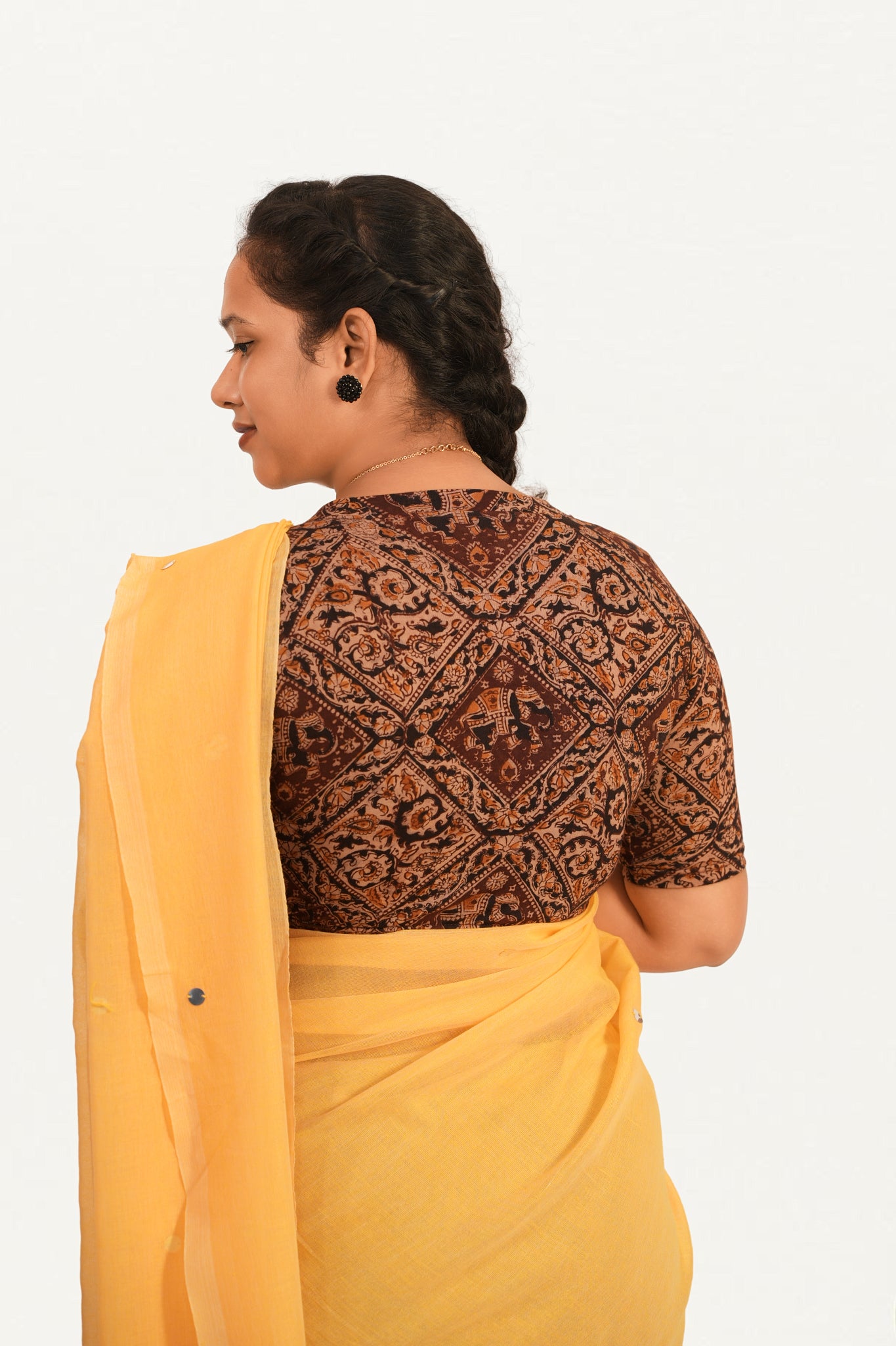 KALAMKARI V NECK 10 INCH HAND  STRECHBLE BLOUSE