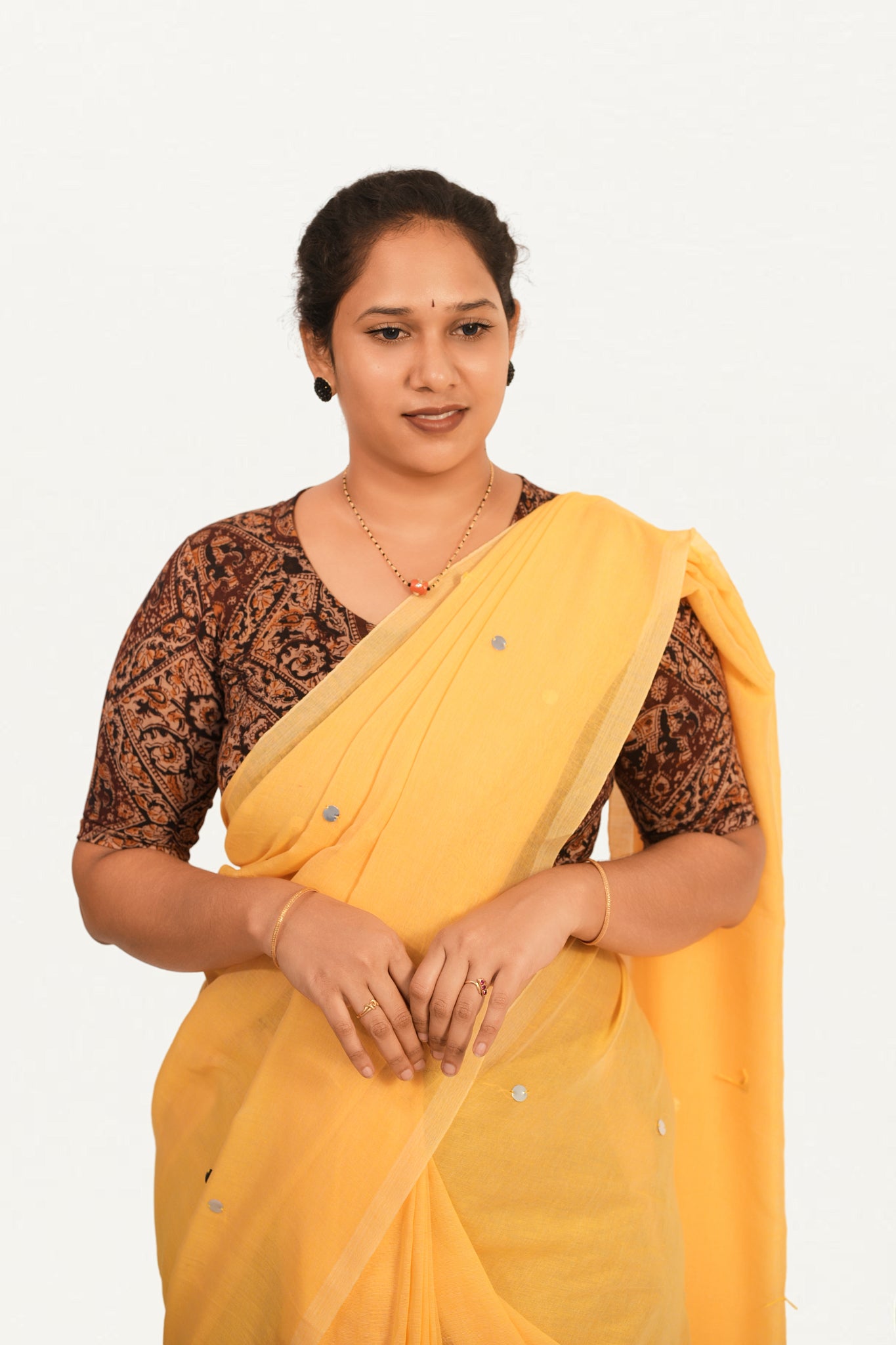 KALAMKARI V NECK 10 INCH HAND  STRECHBLE BLOUSE