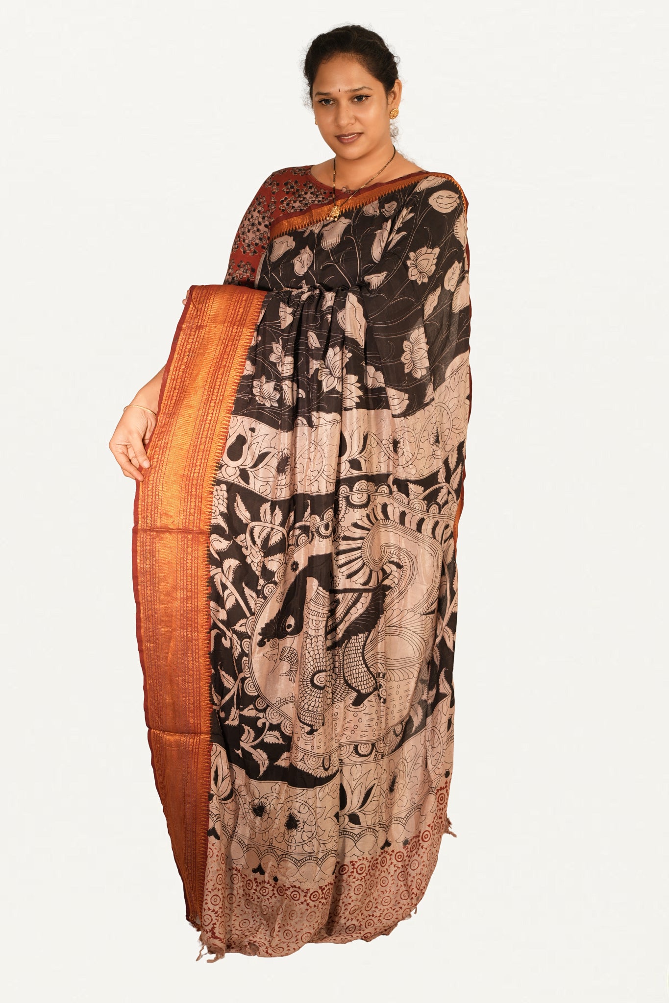 KALAMKARI MANGALAGIRI POWERLOOM SAREE