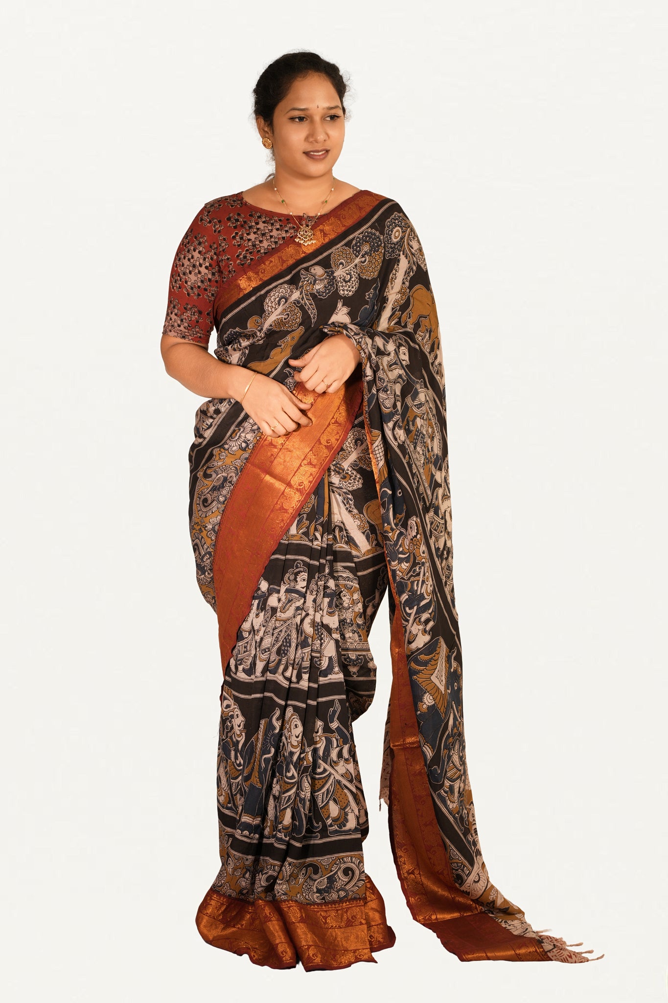 KALAMKARI MANGALAGIRI POWERLOOM SAREE
