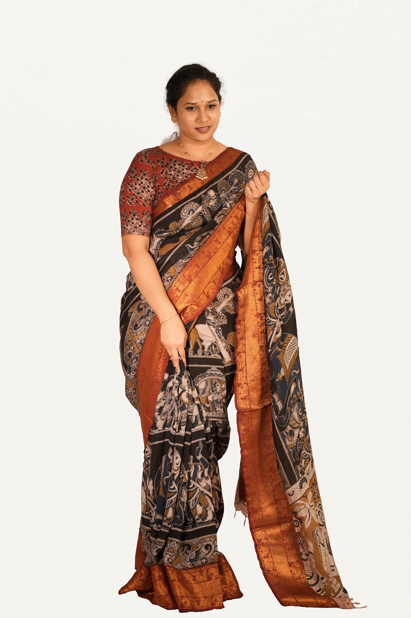 KALAMKARI MANGALAGIRI POWERLOOM SAREE