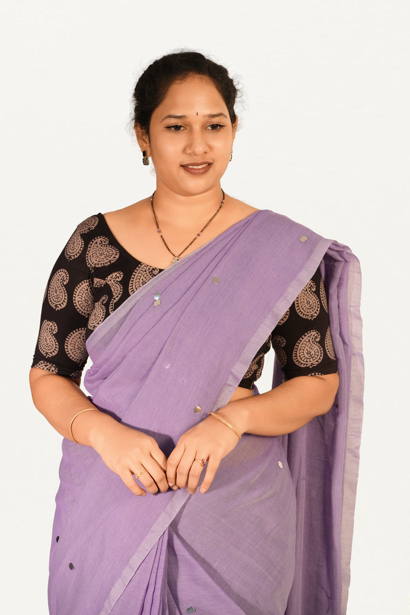 KALAMKARI ROUND NECK 10 INCH HANDS STRECHBLE BLOUSE