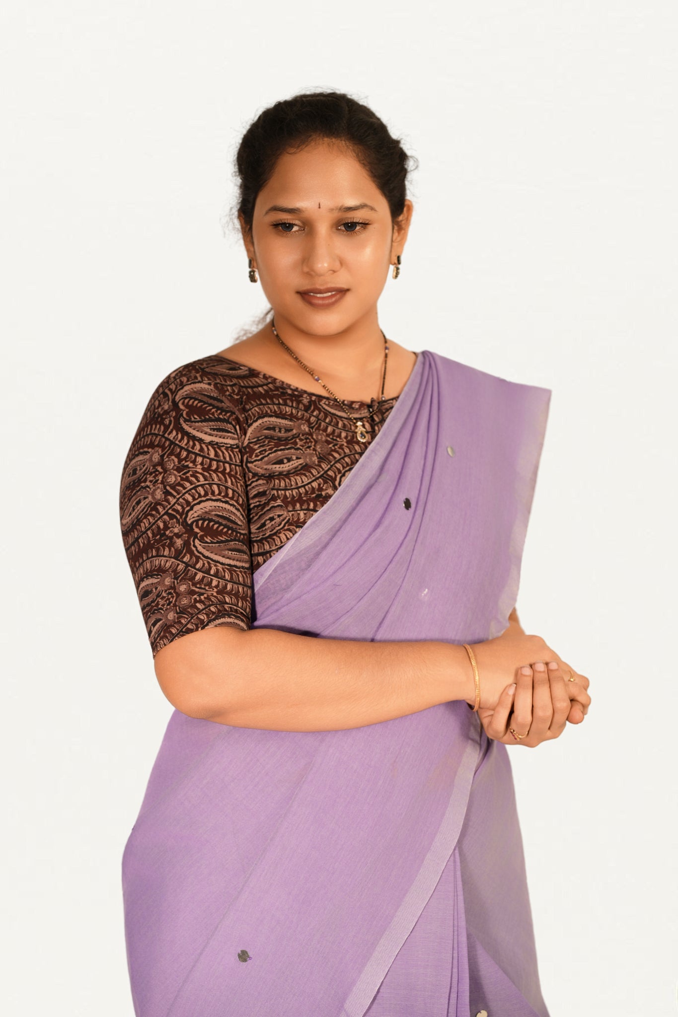 KALAMKARI BOAT NECK OPEN 10 HAND'S STREACHBLE  BLOUSE