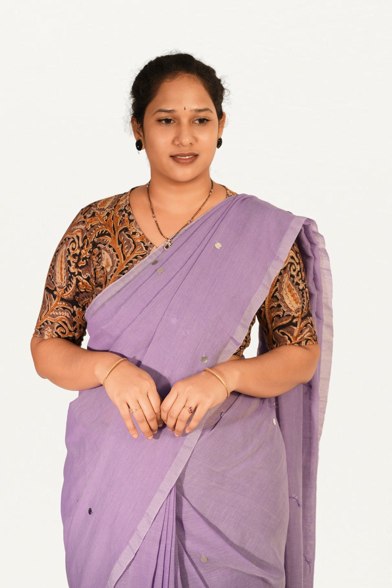 KALAMKARI V NECK 10 INCH HAND  STRECHBLE BLOUSE