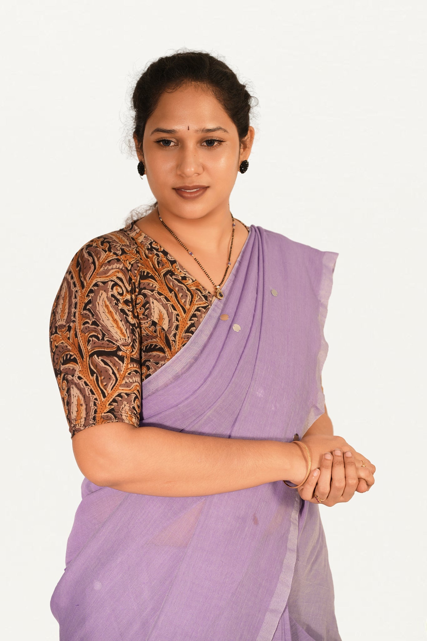 KALAMKARI V NECK 10 INCH HAND  STRECHBLE BLOUSE