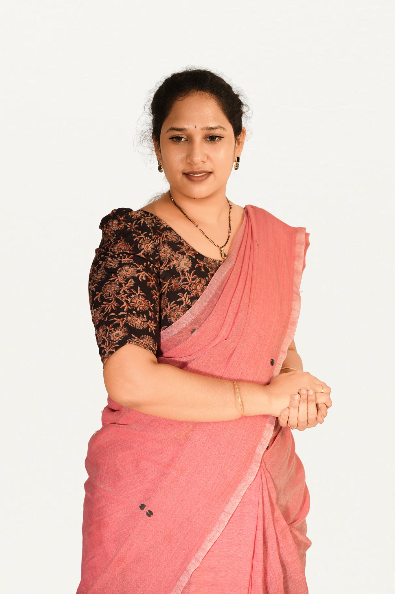 KALAMKARI BUTTA  ROUND NECK 10 INCH HANDS STRECHBLE BLOUSE