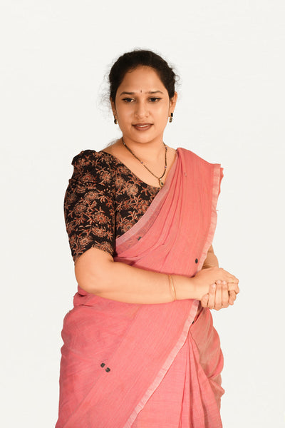 KALAMKARI BUTTA  ROUND NECK 10 INCH HANDS STRECHBLE BLOUSE