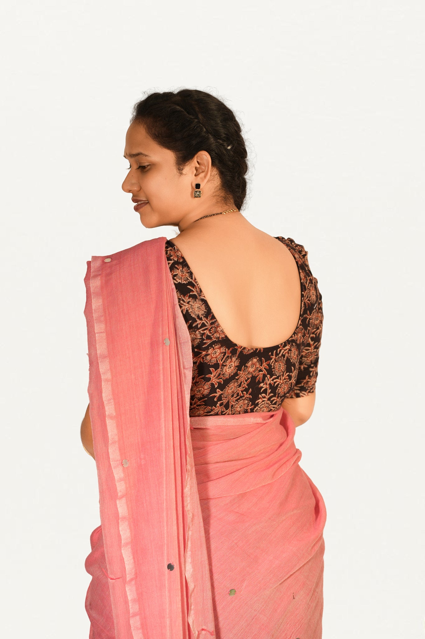 KALAMKARI BUTTA  ROUND NECK 10 INCH HANDS STRECHBLE BLOUSE