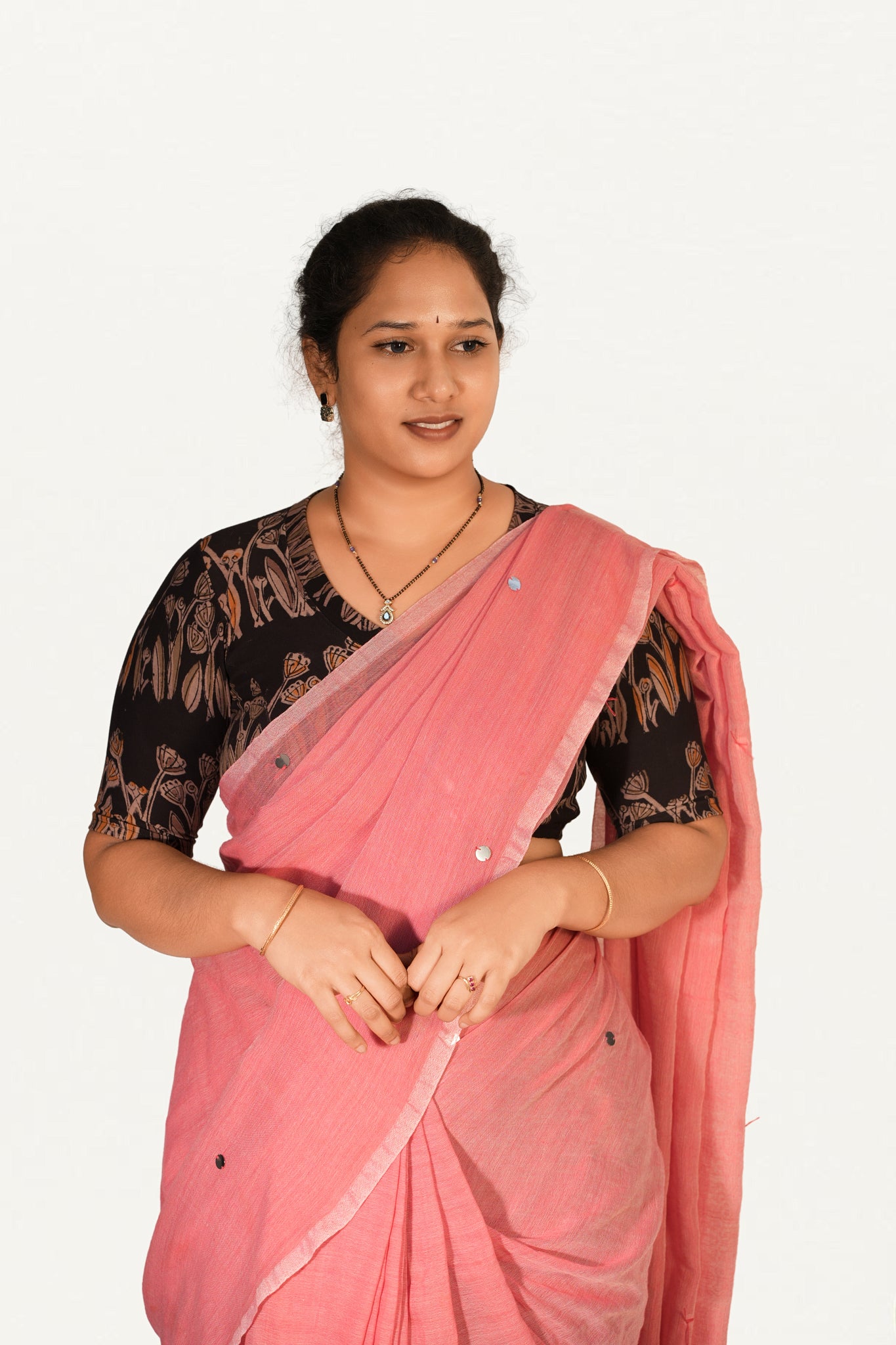 KALAMKARI V NECK 10 INCH HAND  STRECHBLE BLOUSE