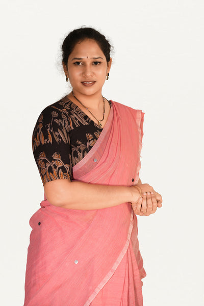 KALAMKARI V NECK 10 INCH HAND  STRECHBLE BLOUSE