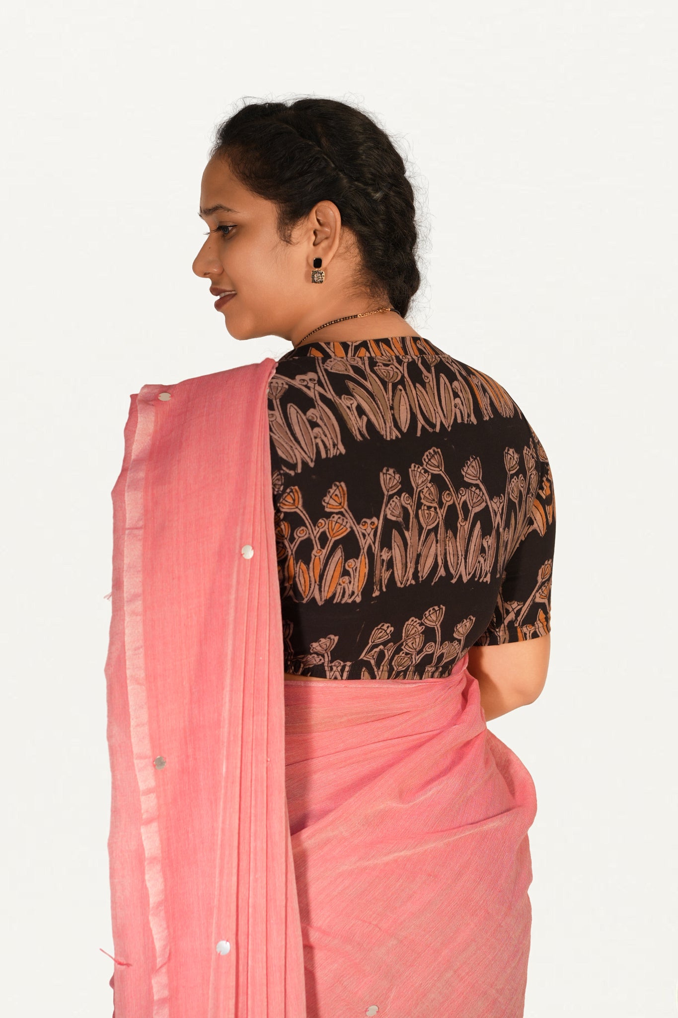 KALAMKARI V NECK 10 INCH HAND  STRECHBLE BLOUSE
