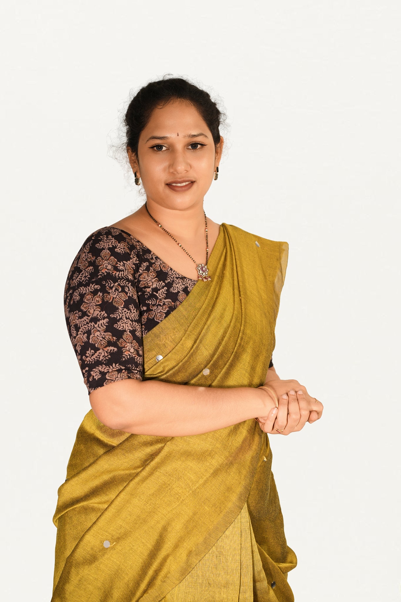 KALAMKARI ROUND NECK 10 INCH HANDS STRECHBLE BLOUSE