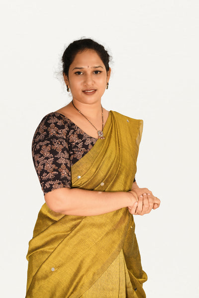 KALAMKARI ROUND NECK 10 INCH HANDS STRECHBLE BLOUSE