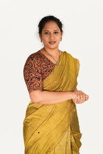 KALAMKARI V NECK 10 INCH HAND  STRECHBLE BLOUSE