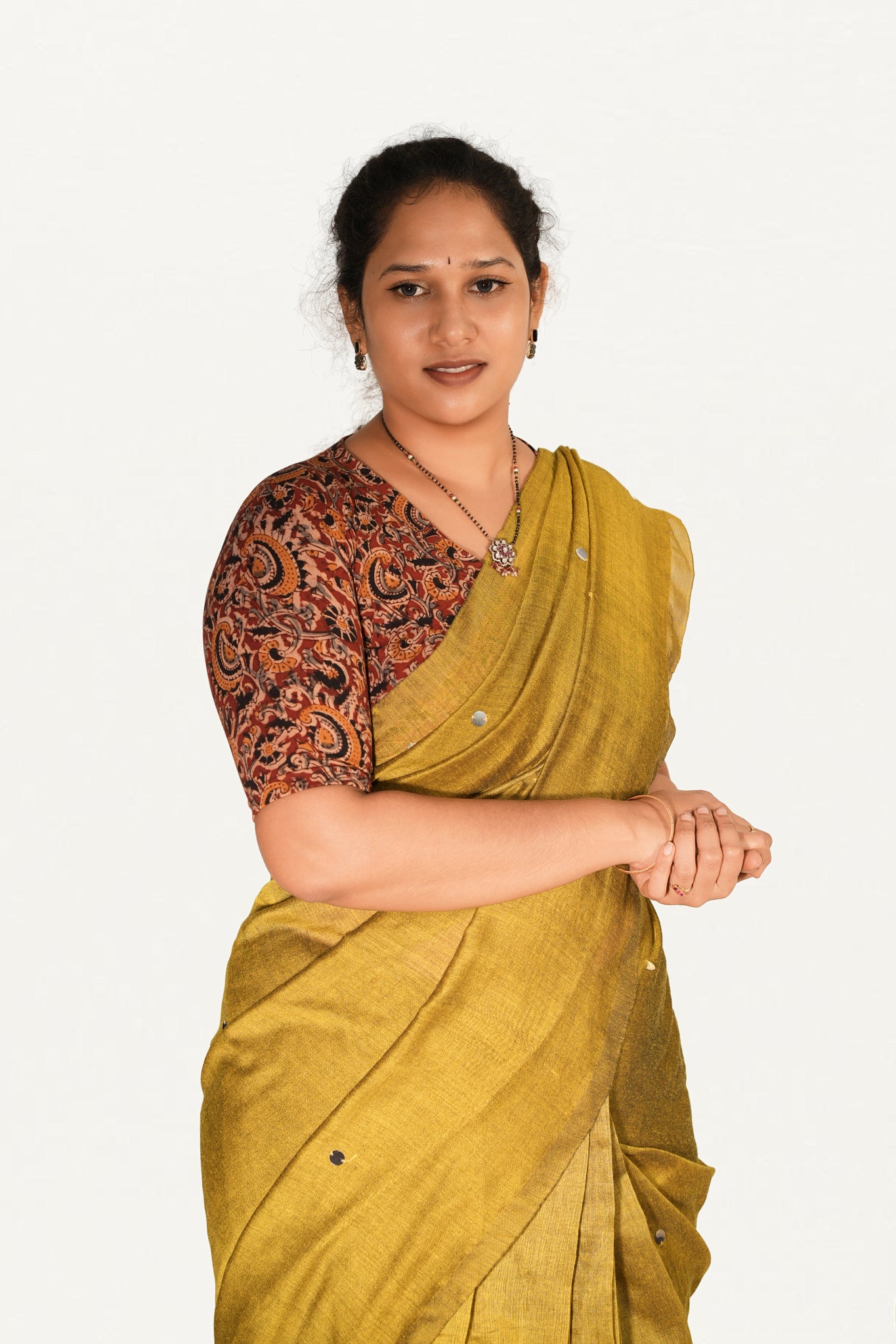 KALAMKARI V NECK 10 INCH HAND  STRECHBLE BLOUSE