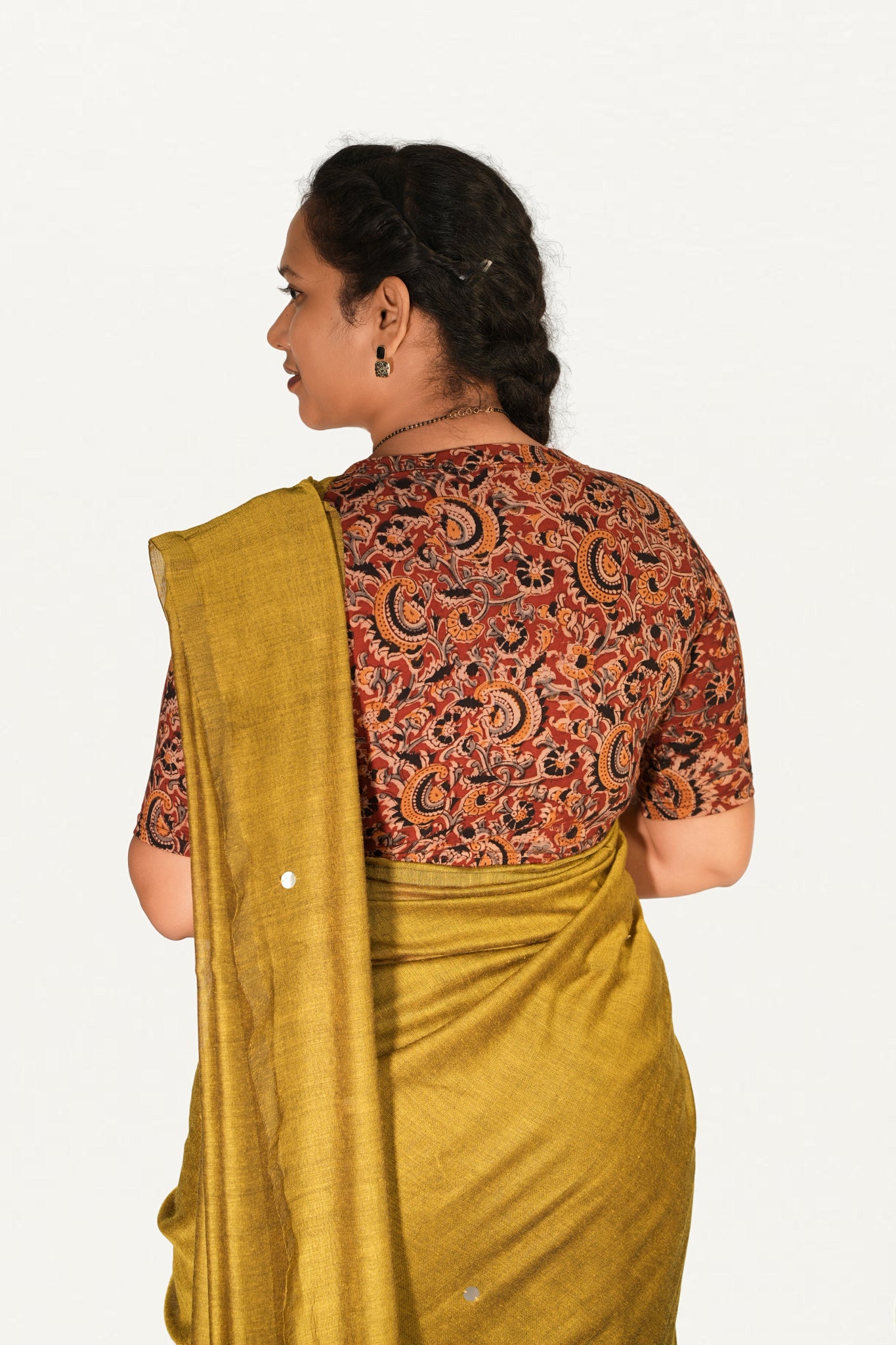 KALAMKARI V NECK 10 INCH HAND  STRECHBLE BLOUSE