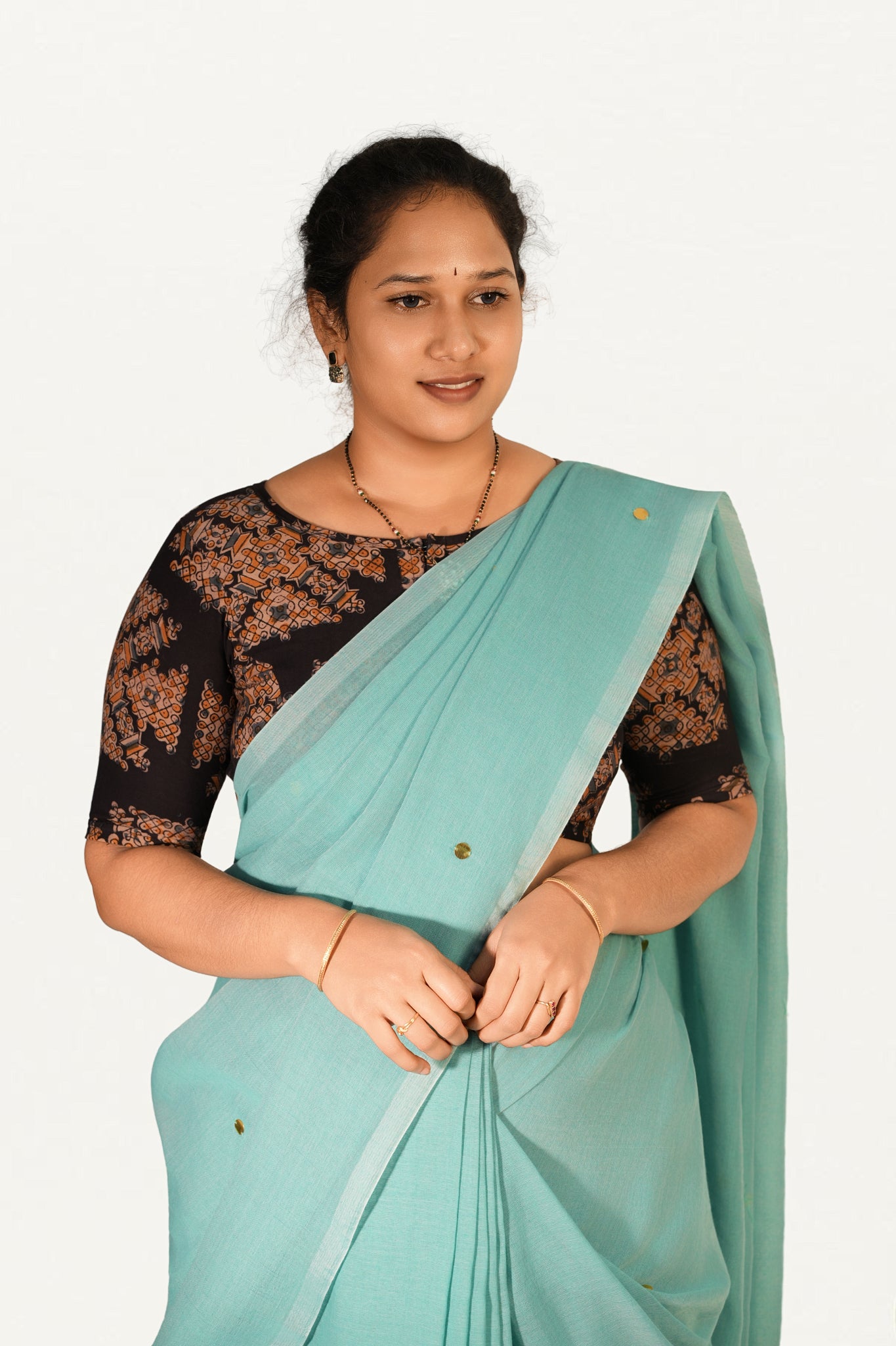 KALAMKARI BOAT NECK OPEN 10 HAND'S STREACHBLE  BLOUSE