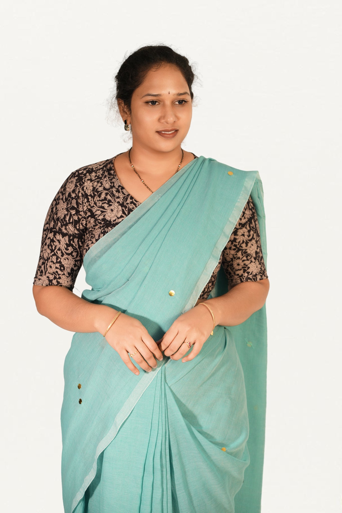 KALAMKARI V NECK 10 INCH HAND  STRECHBLE BLOUSE