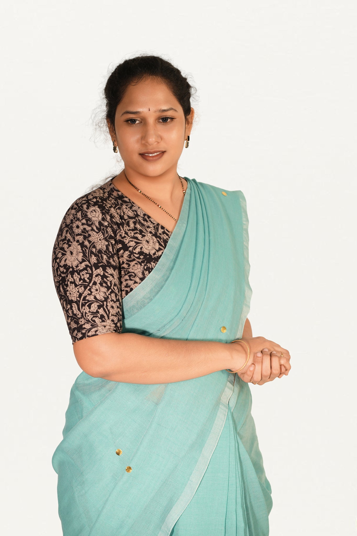 KALAMKARI V NECK 10 INCH HAND  STRECHBLE BLOUSE