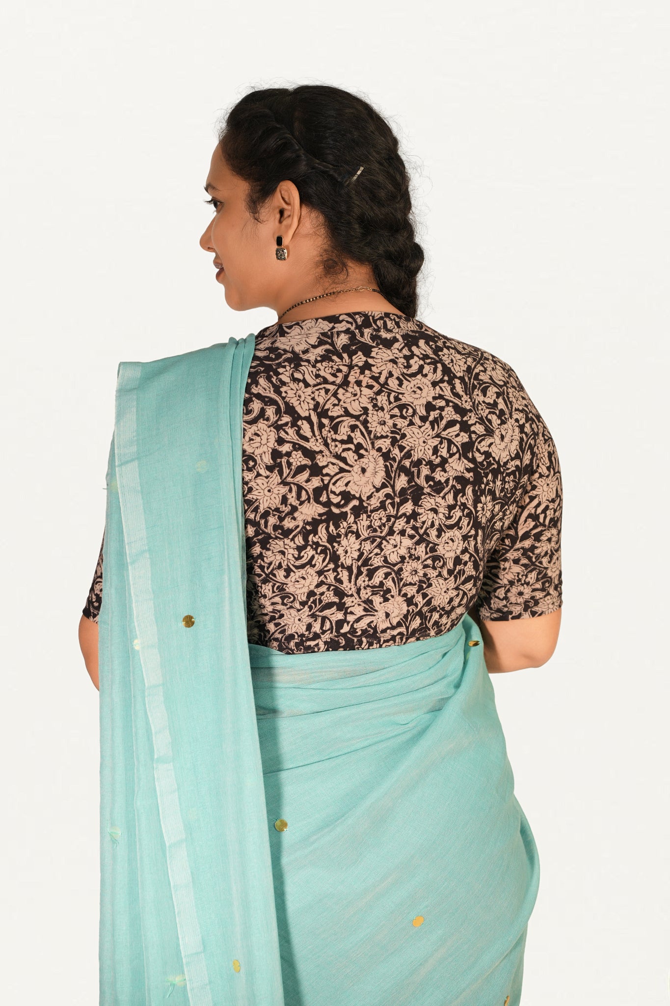 KALAMKARI V NECK 10 INCH HAND  STRECHBLE BLOUSE