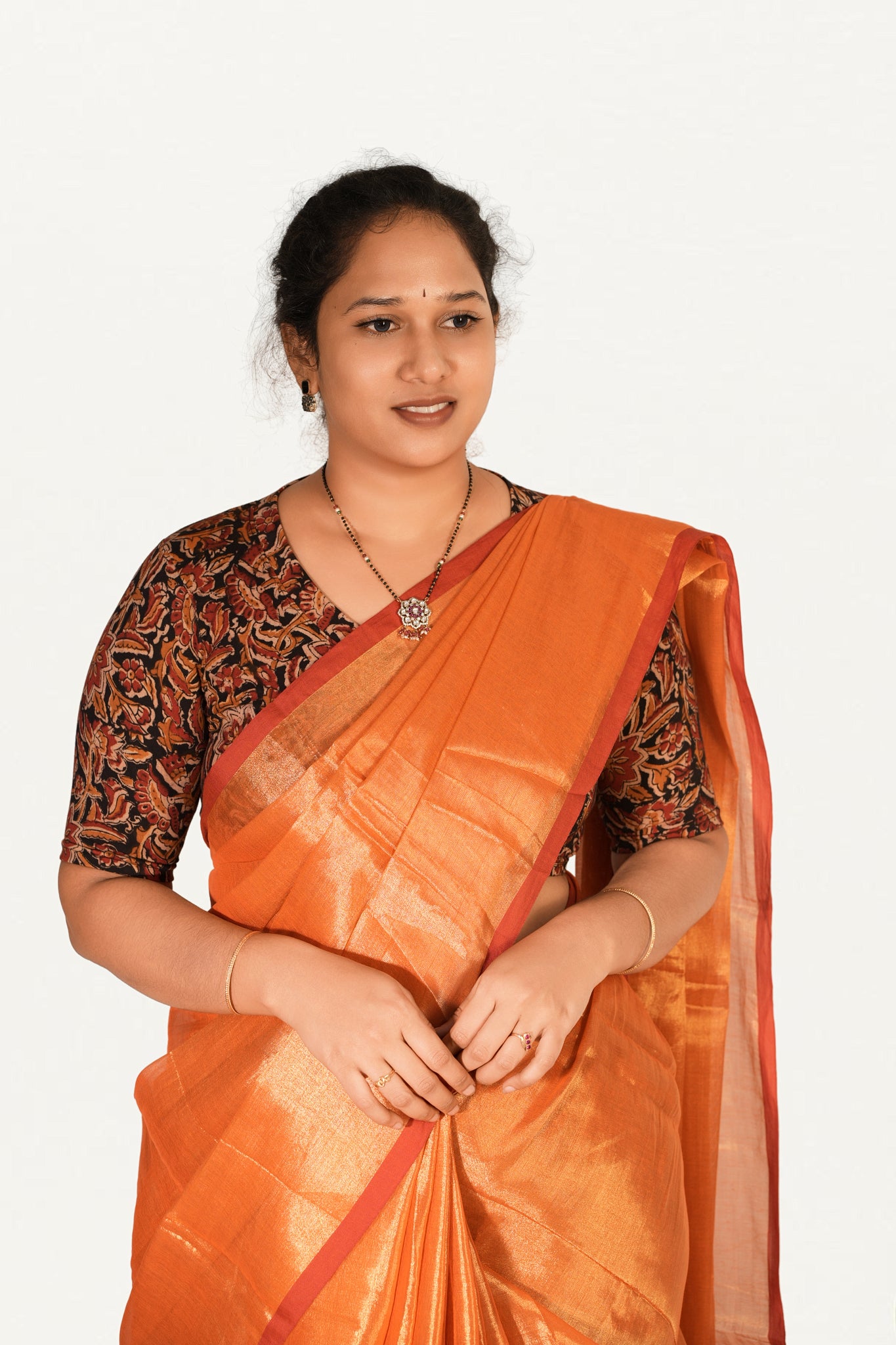 KALAMKARI V NECK 10 INCH HAND  STRECHBLE BLOUSE