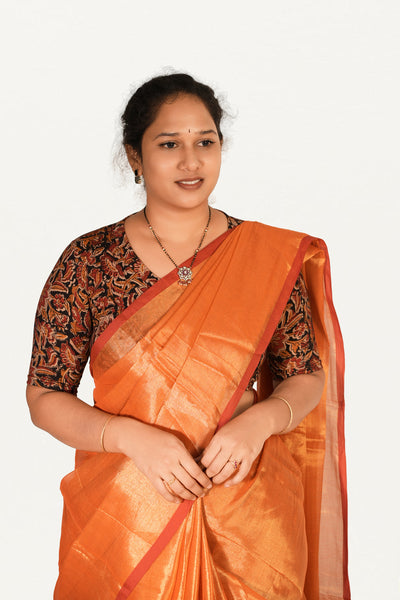 KALAMKARI V NECK 10 INCH HAND  STRECHBLE BLOUSE