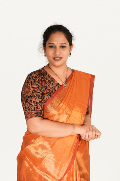 KALAMKARI V NECK 10 INCH HAND  STRECHBLE BLOUSE